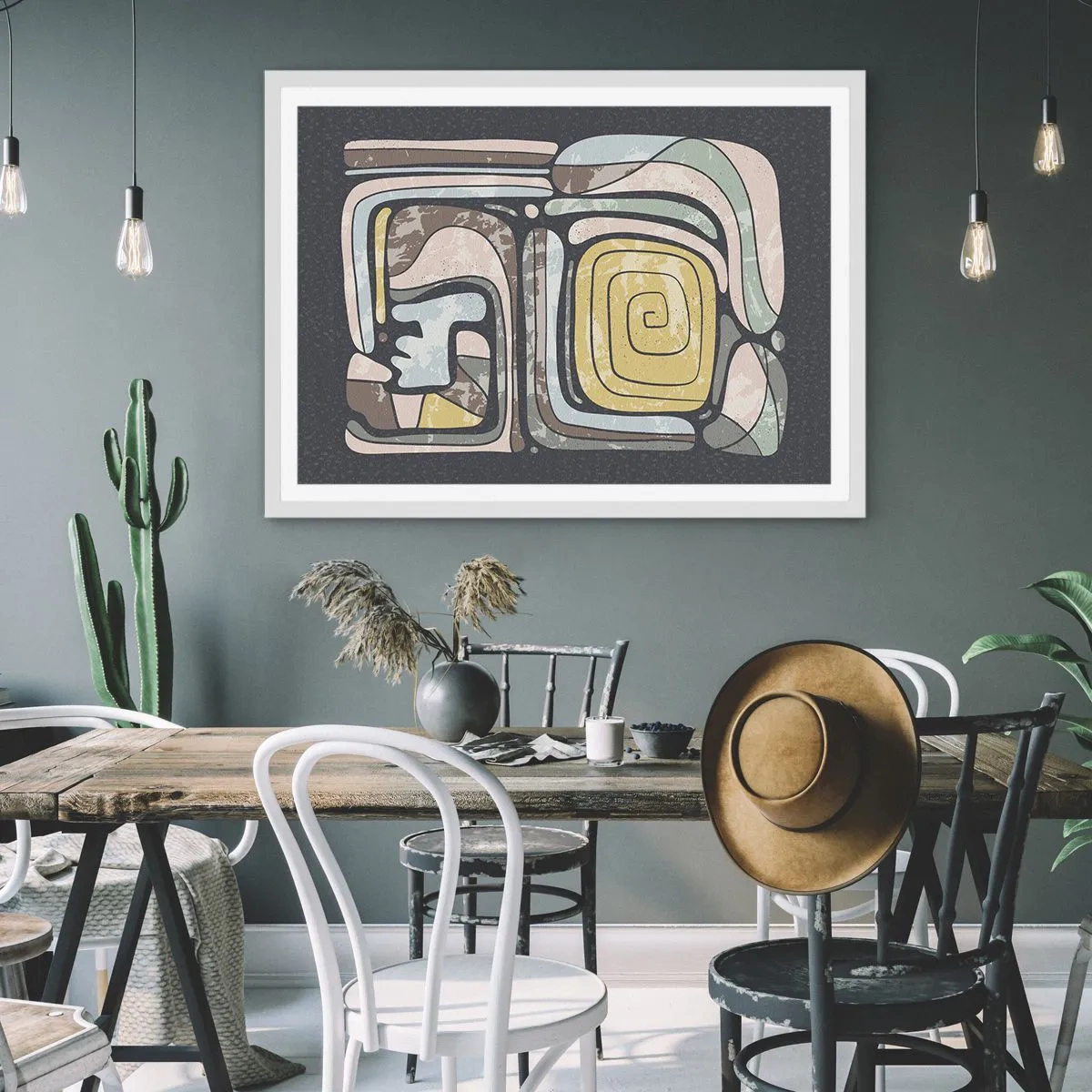 Affiche dans un cadre blanc - Poster - L'abstraction dans l'esprit précolombien - 100x70 cm