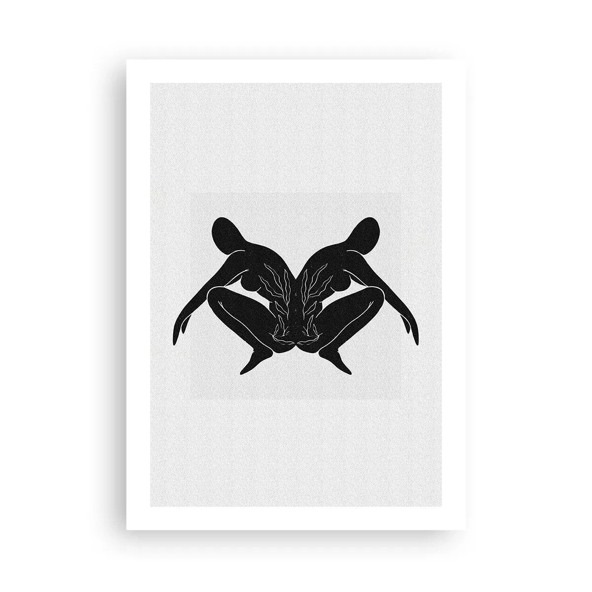 Affiche - Poster - Silhouettes noires de personnages dans une composition symétrique - 50x70cm - Une âme commune - Décoration murale moderne pour le salon et la chambre ARTTOR