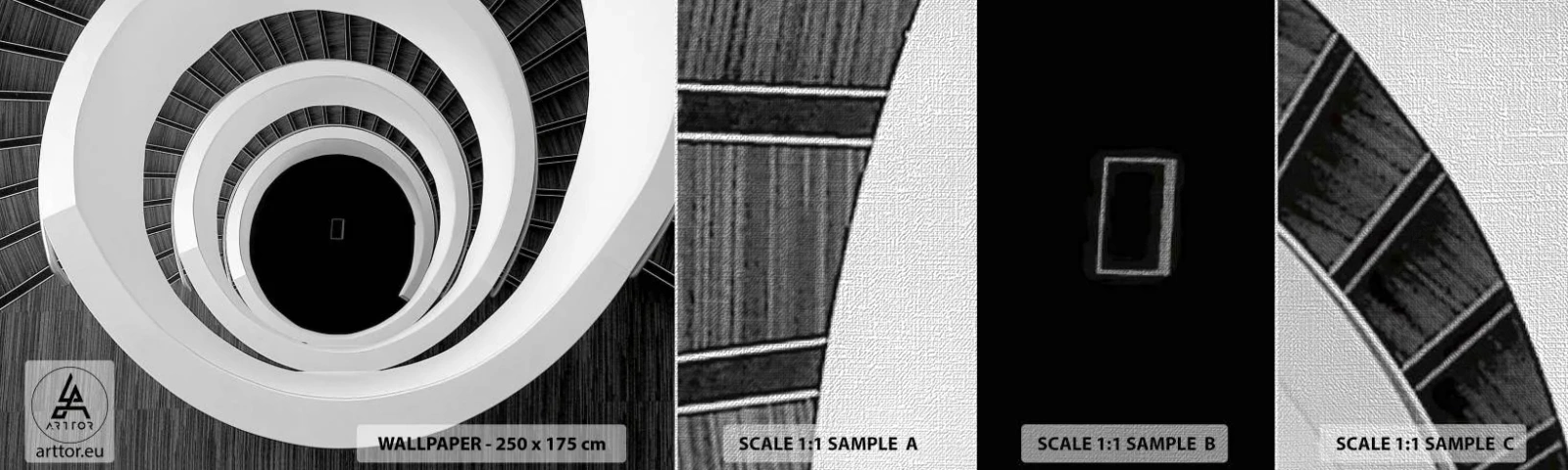 Échantillon de Papier Peint Premium Canvas - Les choses concrêtes - Morceau, Abstraction, Escalier en colimaçon - 100x30 cm