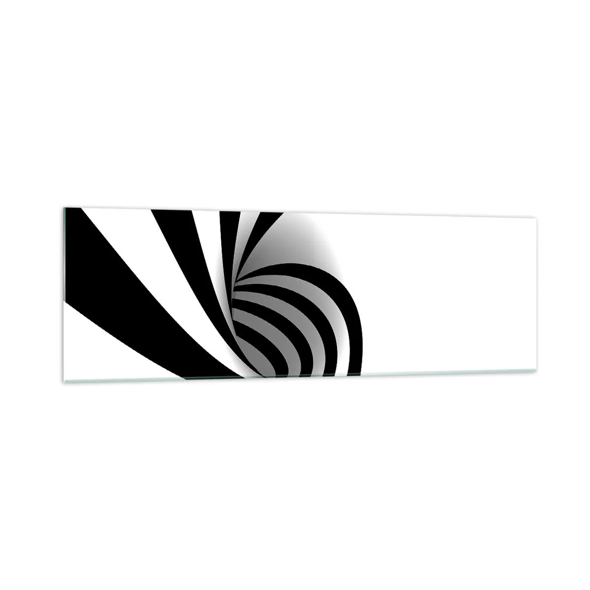 Impression sur verre - Image sur verre - Vortex optique abstrait en noir et blanc - 160x50cm - Et pourtant ça tourne - Décoration murale moderne pour le salon et la chambre ARTTOR