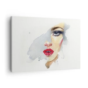 Impression sur toile - Image sur toile - Portrait à l'aquarelle d'une femme au regard intense. - 70x50cm - Reflet dans une goutte d'eau - Décoration murale moderne pour le salon et la chambre ARTTOR