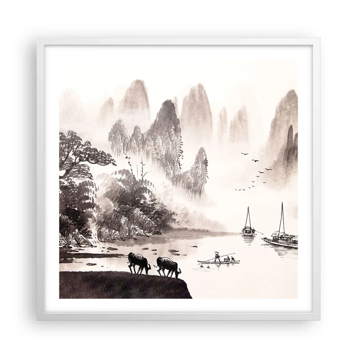 Affiche dans un cadre blanc - Poster - Le quotidien exotique de l'Orient - 60x60 cm