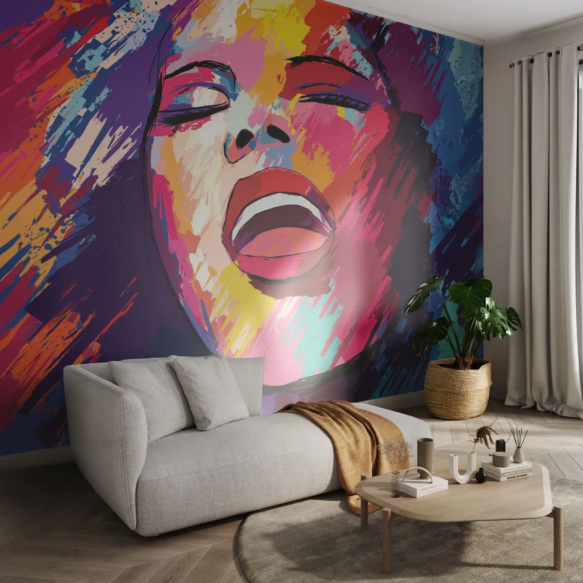 Papier Peint Photo Standard Eco - Chante toute ma vie - Chanteur, Abstraction, Portrait d'une femme - 400x280 cm