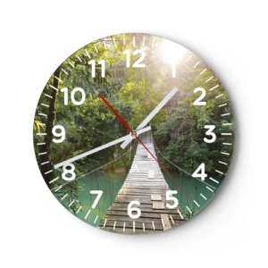 Horloge murale - Pendule murale - De l'eau azur à la forêt azur - 30x30 cm