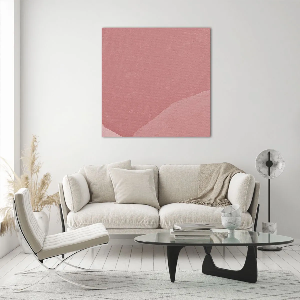 Impression sur verre - Image sur verre - Composition organique en rose - 40x40 cm