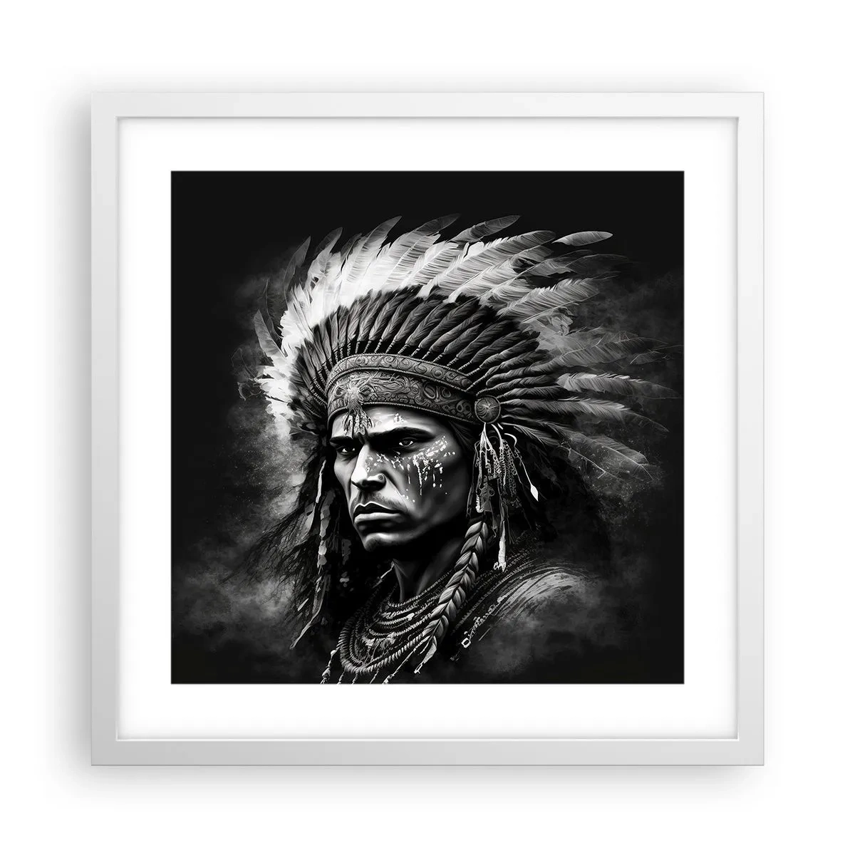 Affiche dans un cadre blanc - Poster - Un leader et un guerrier - 40x40 cm