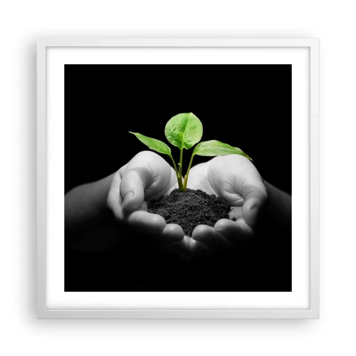 Affiche dans un cadre blanc - Poster - J'aime la nature, je la protège - 50x50 cm