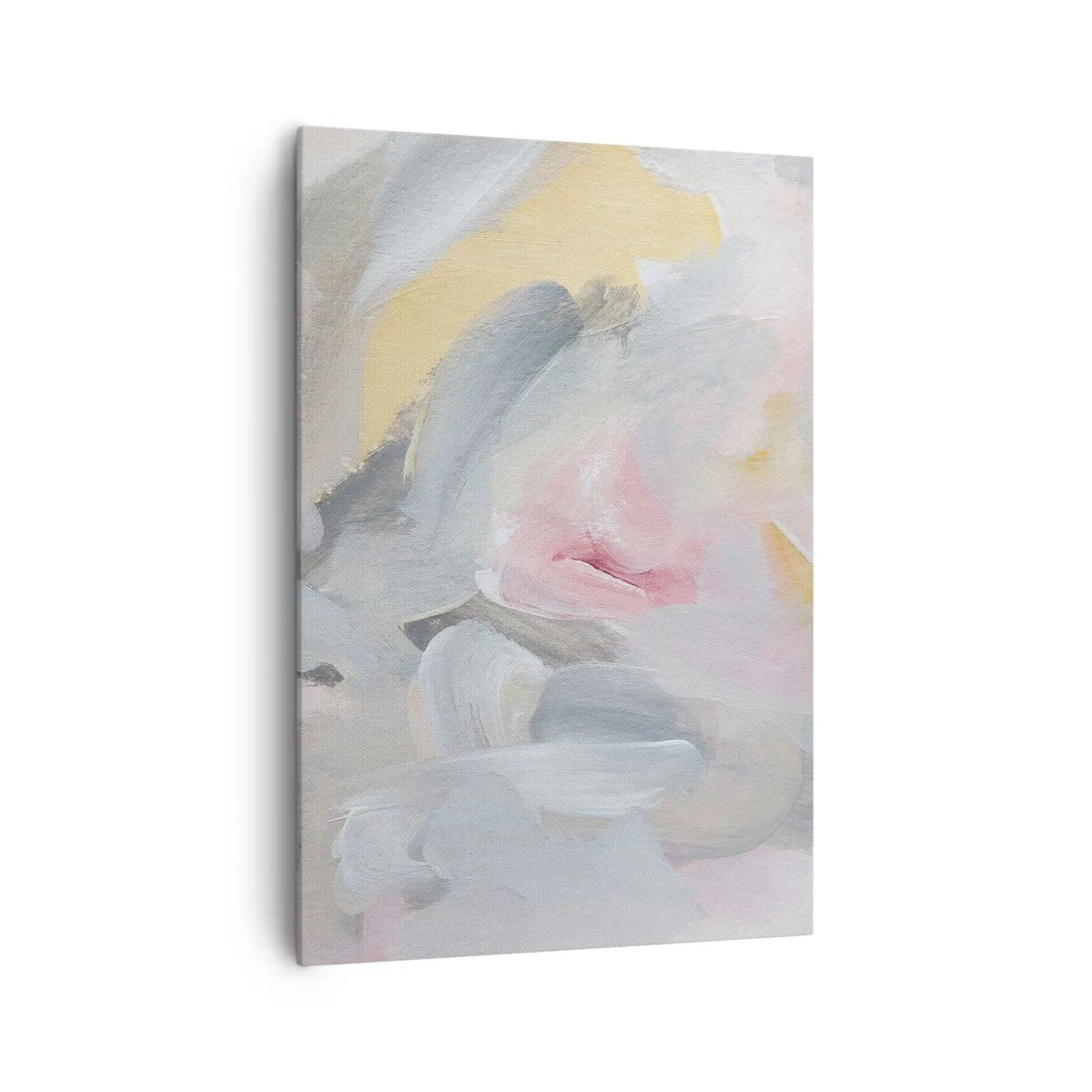 Impression sur toile - Image sur toile - Coups de pastel abstraits dans des tons de rose et de gris. - 70x100cm - Dans un monde pastel - Décoration murale moderne pour le salon et la chambre ARTTOR