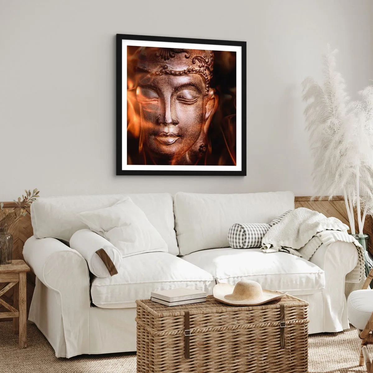 Affiche dans un cadre noir - Poster - Il n'existe qu'ici et maintenant - 50x50 cm