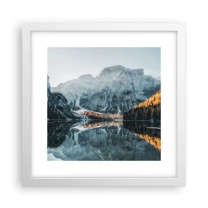 Affiche dans un cadre blanc - Poster - Reflet de paysage - 30x30 cm