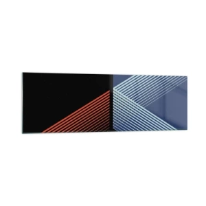 Impression sur verre - Image sur verre - Lignes géométriques dans les tons de rouge et de bleu - 160x50cm - Histoire simple - Décoration murale moderne pour le salon et la chambre ARTTOR