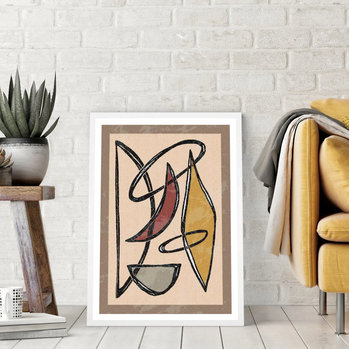 Affiche dans un cadre blanc - Poster - Composition – arcs et ovales - 61x91 cm