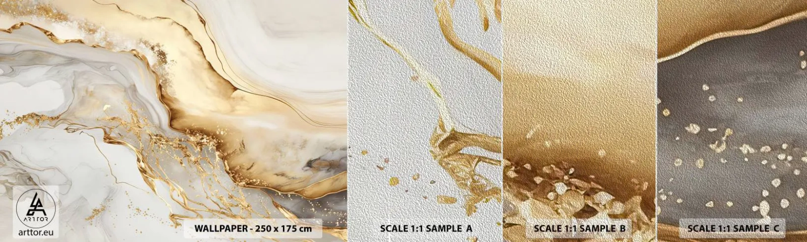 Échantillon de Papier Peint Premium Sand - Abstraction : beauté et bonté - Marbre, Charme, Élégant - 100x30 cm