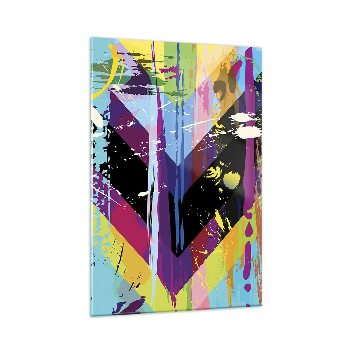 Impression sur verre - Image sur verre - Motif abstrait avec des formes géométriques colorées - 80x120cm - De haut en bas - Décoration murale moderne pour le salon et la chambre ARTTOR