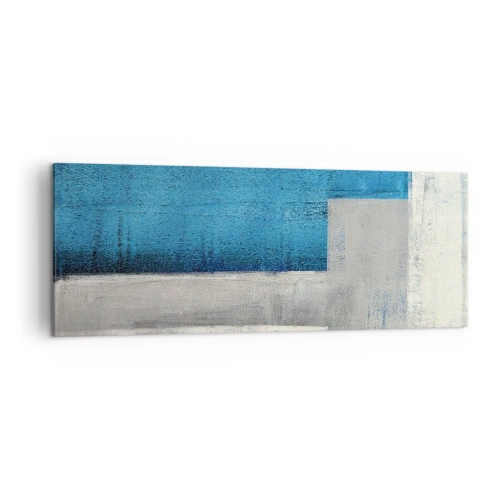 Impression sur toile - Image sur toile - Une composition abstraite avec des nuances de bleu, de gris et de blanc. - 140x50cm - Une composition poétique de gris et de bleu - Décoration murale moderne pour le salon et la chambre ARTTOR