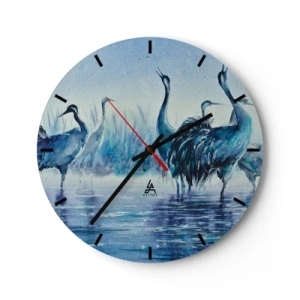 Horloge murale - Pendule murale - Aquarelle représentant des échassiers - 30x30cm - Réunion matinale - Décoration murale moderne pour le salon, la cuisine et la chambre ARTTOR