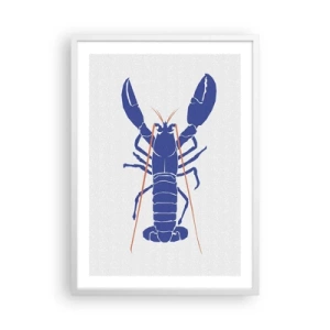 Affiche dans un cadre blanc - Poster - Homard exquis en bleu marine - 50x70 cm