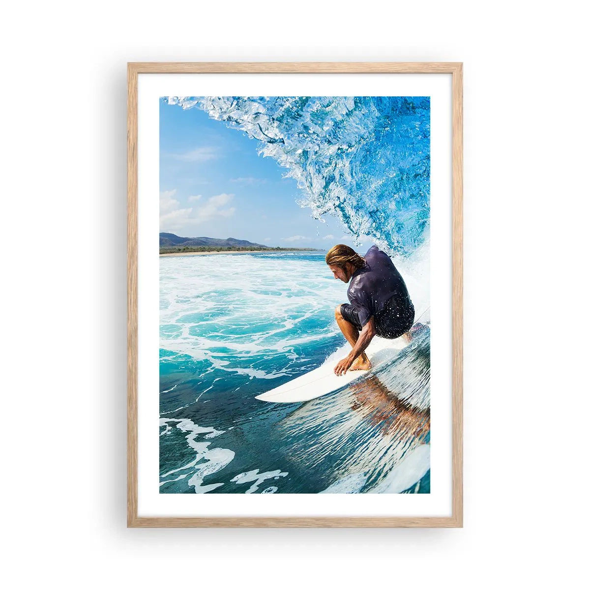 Affiche dans un chêne clair - Poster - Danse avec les vagues - 50x70 cm