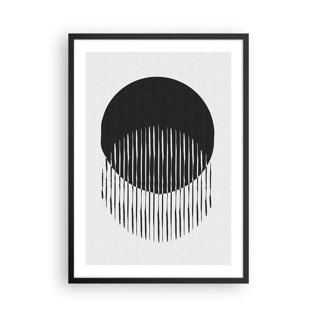 Affiche dans un cadre noir - Poster - Composition abstraite d'un cercle noir et de lignes verticales - 50x70cm - Son alter ego - Décoration murale moderne pour le salon et la chambre ARTTOR