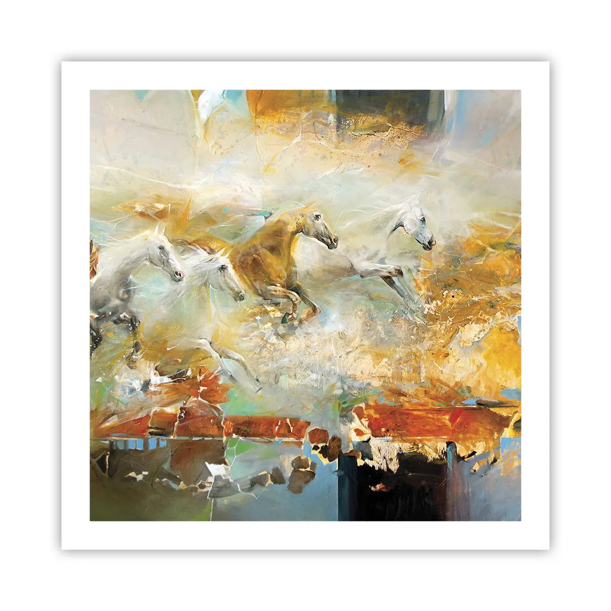 Affiche - Poster - Au galop vers la lumière - 60x60 cm