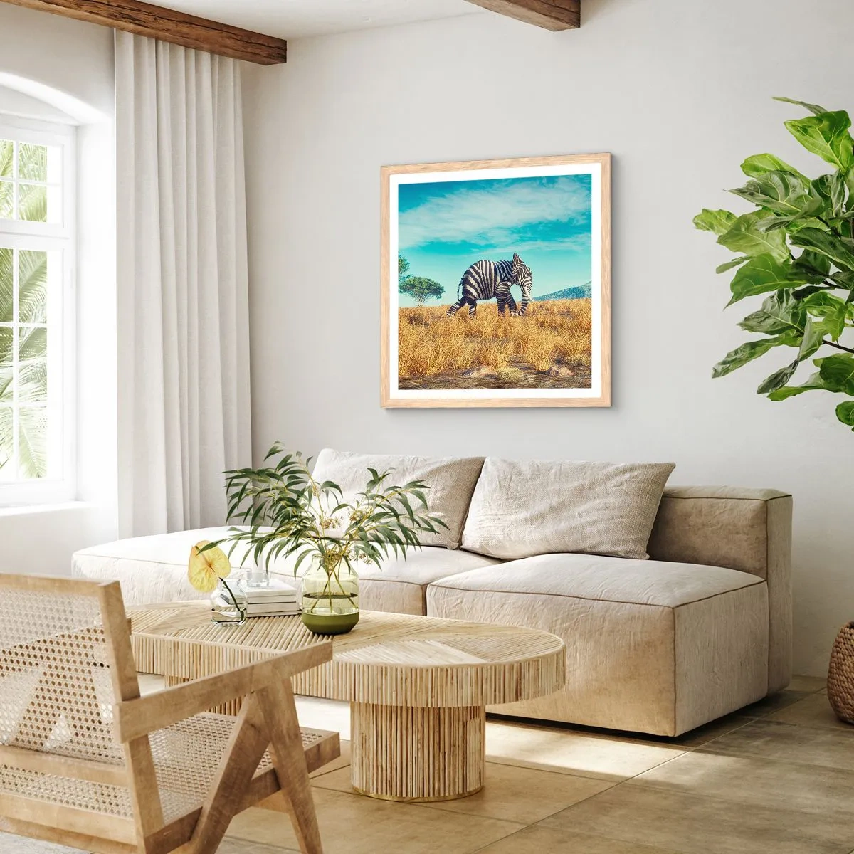 Affiche dans un chêne clair - Poster - Le gris n'est déjà plus à la mode - 40x40 cm