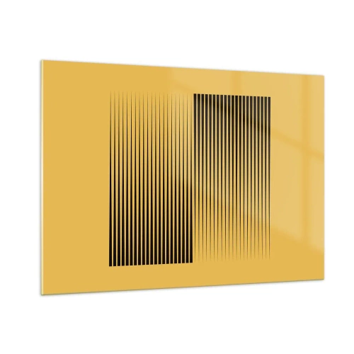 Impression sur verre - Image sur verre - Les lignes verticales noires créent une illusion géométrique - 100x70cm - Cadre opposé - Décoration murale moderne pour le salon et la chambre ARTTOR