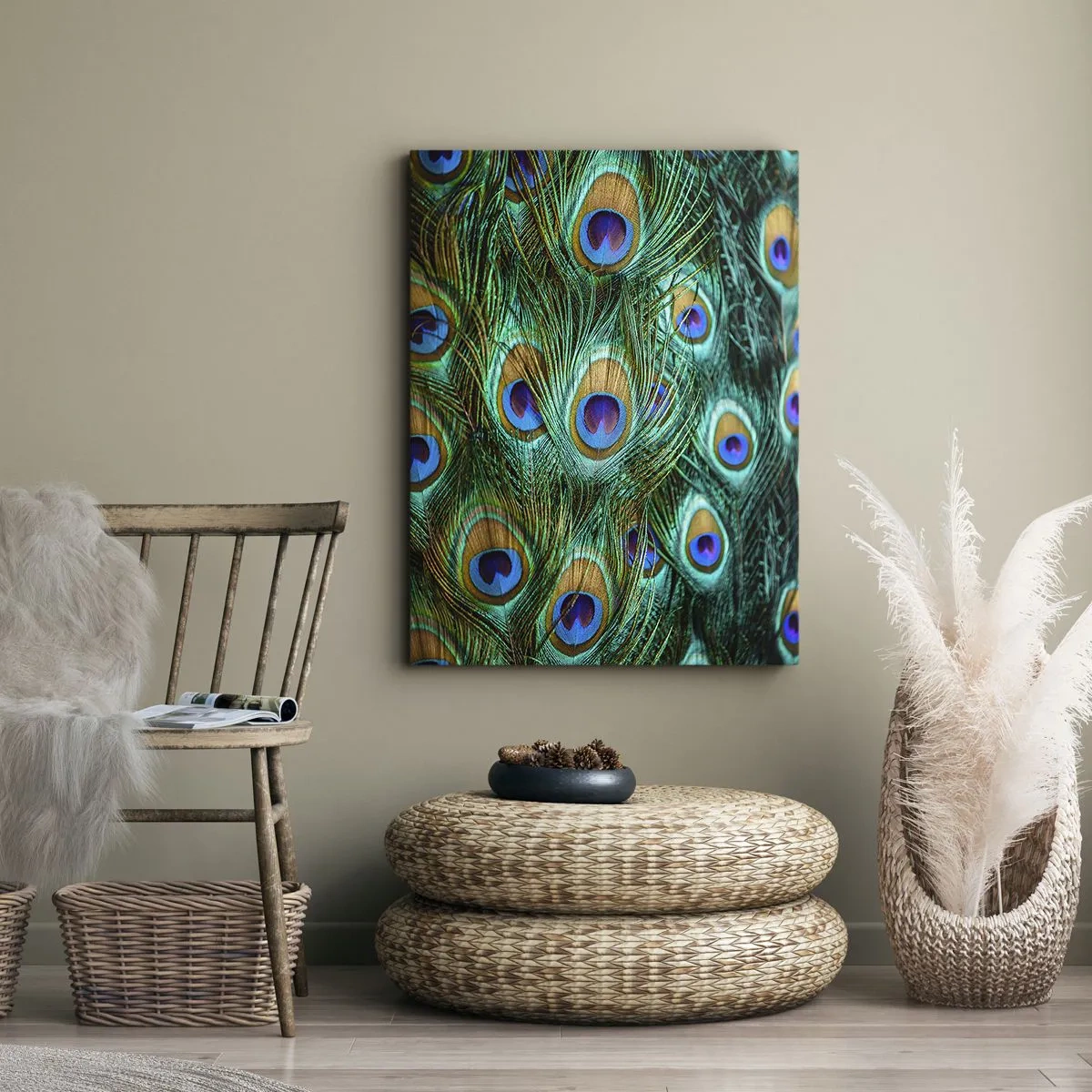 Impression sur toile - Image sur toile - Un regard de paon - 45x80 cm
