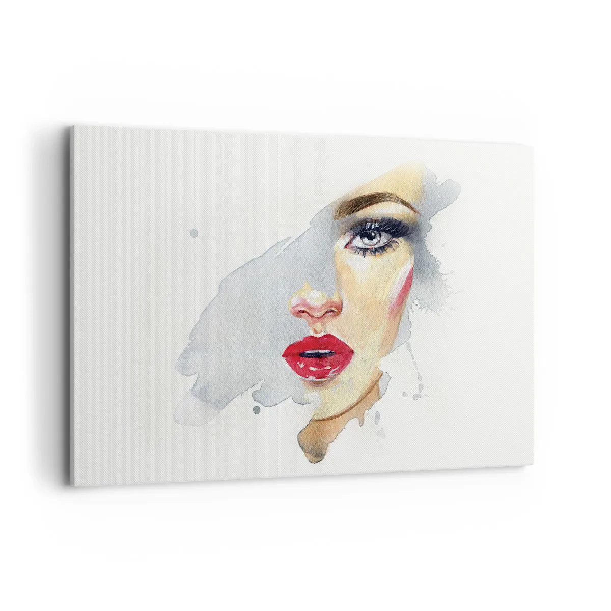 Impression sur toile - Image sur toile - Portrait à l'aquarelle d'une femme au regard intense. - 120x80cm - Reflet dans une goutte d'eau - Décoration murale moderne pour le salon et la chambre ARTTOR