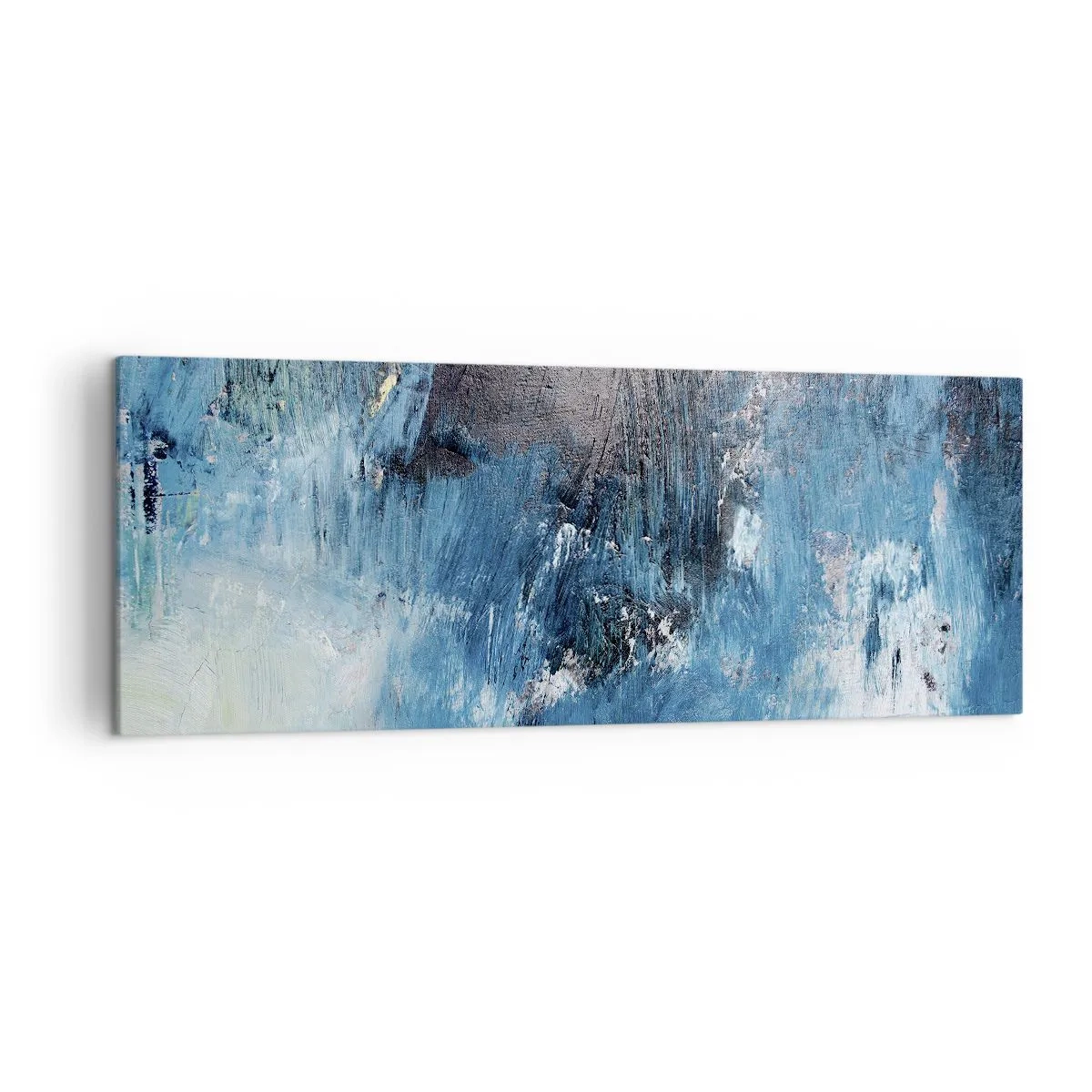 Impression sur toile - Image sur toile - Coups de pinceau abstraits dans des tons de bleu - 140x50cm - Rhapsodie en bleu - Décoration murale moderne pour le salon et la chambre ARTTOR