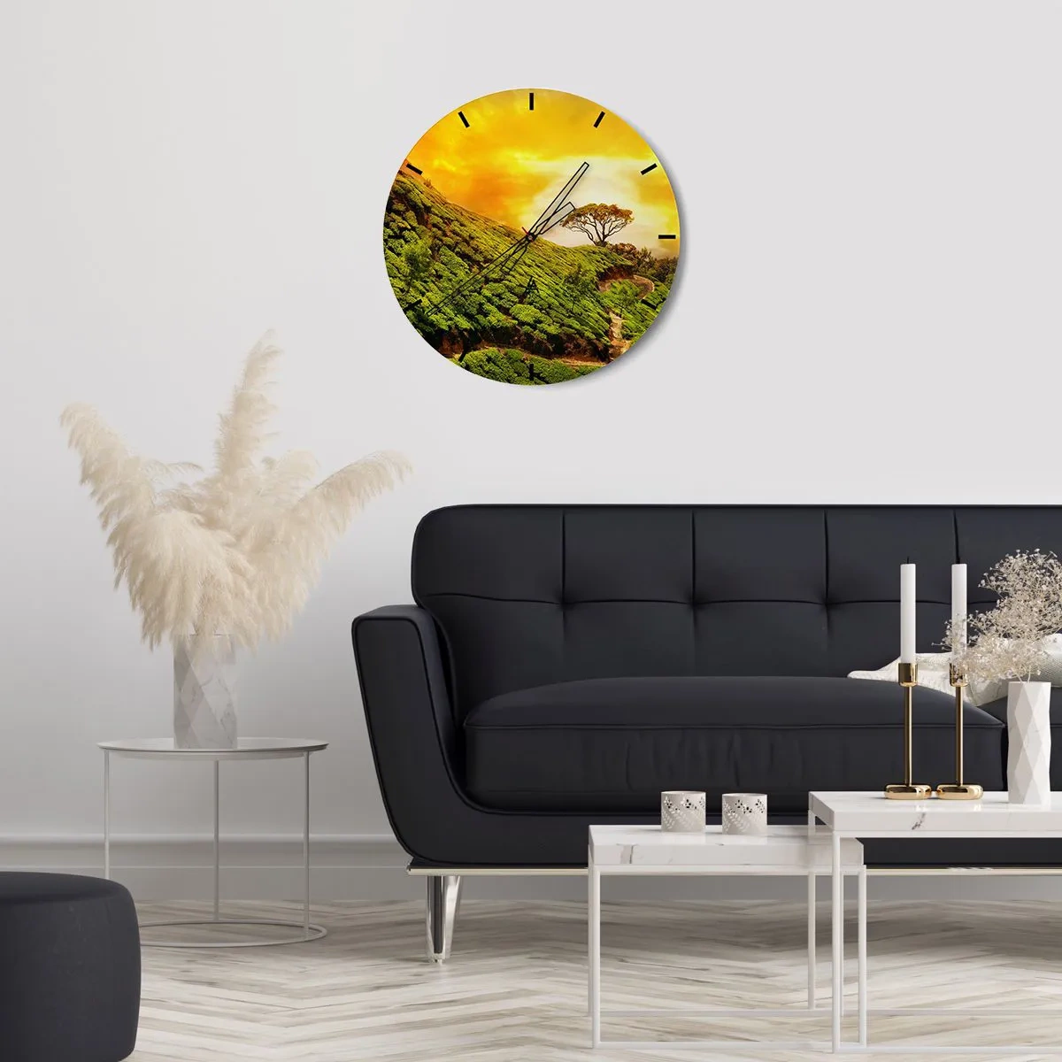 Horloge murale - Pendule murale - Un chemin sinueux, une pente verte - 30x30 cm