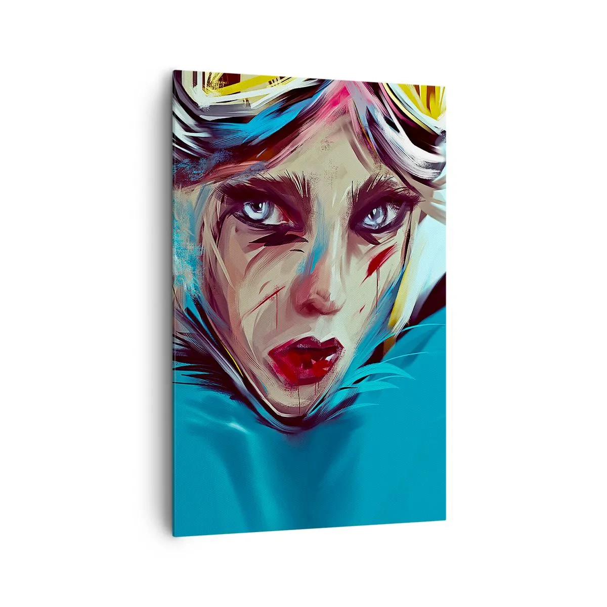 Impression sur toile - Image sur toile - Portrait d'une femme aux couleurs dynamiques et au style abstrait - 80x120cm - Guerrière errante - Décoration murale moderne pour le salon et la chambre ARTTOR