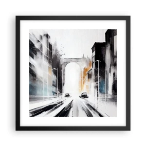Affiche dans un cadre noir - Poster - Étude de ville : architecture et mouvement - 40x40 cm