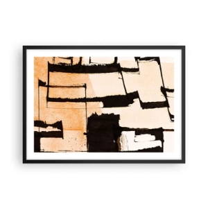 Affiche dans un cadre noir - Poster - Motifs géométriques dans les tons marron et beige - 70x50cm - De l’ordre malgré tout - Décoration murale moderne pour le salon et la chambre ARTTOR