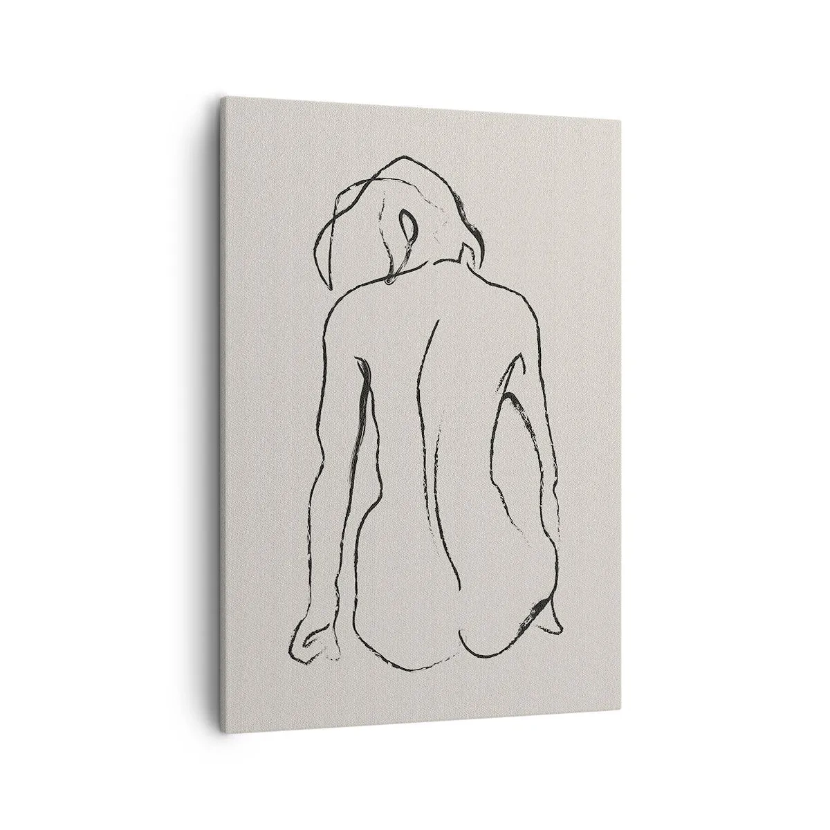 Impression sur toile - Image sur toile - Un croquis subtil de la silhouette d'une fille de dos - 50x70cm - Femme nue - Décoration murale moderne pour le salon et la chambre ARTTOR