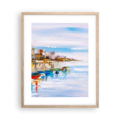 Affiche dans un chêne clair - Poster - Un havre urbain multicolore - 40x50 cm
