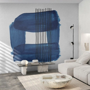 Papier Peint Photo Premium Canvas - Composition noire-bleue - Abstraction, Morceau, Art moderne - 150x105 cm