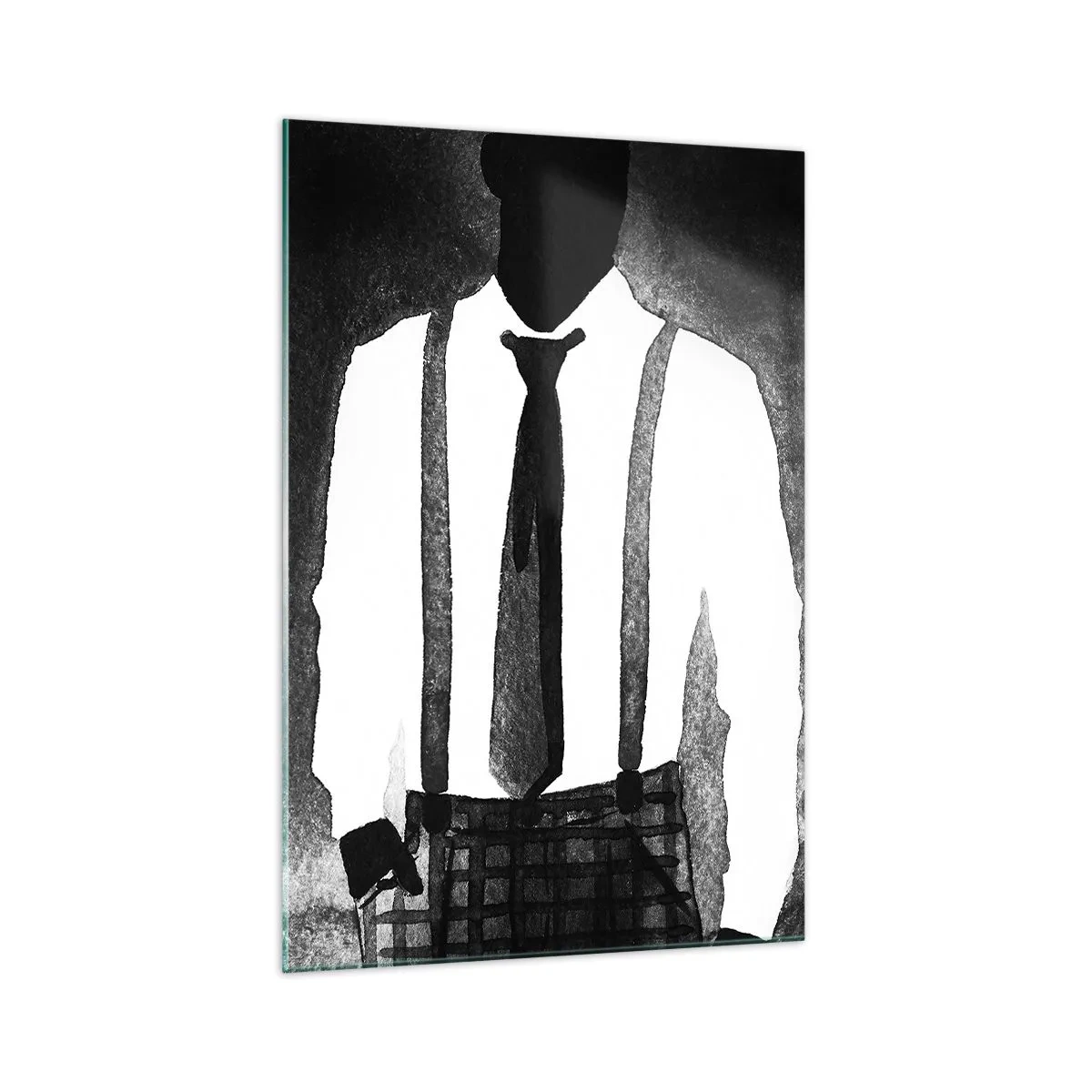 Impression sur verre - Image sur verre - Personnages de style noir, élégance et mystère en noir et blanc - 70x100cm - Ambiance noire - Décoration murale moderne pour le salon et la chambre ARTTOR