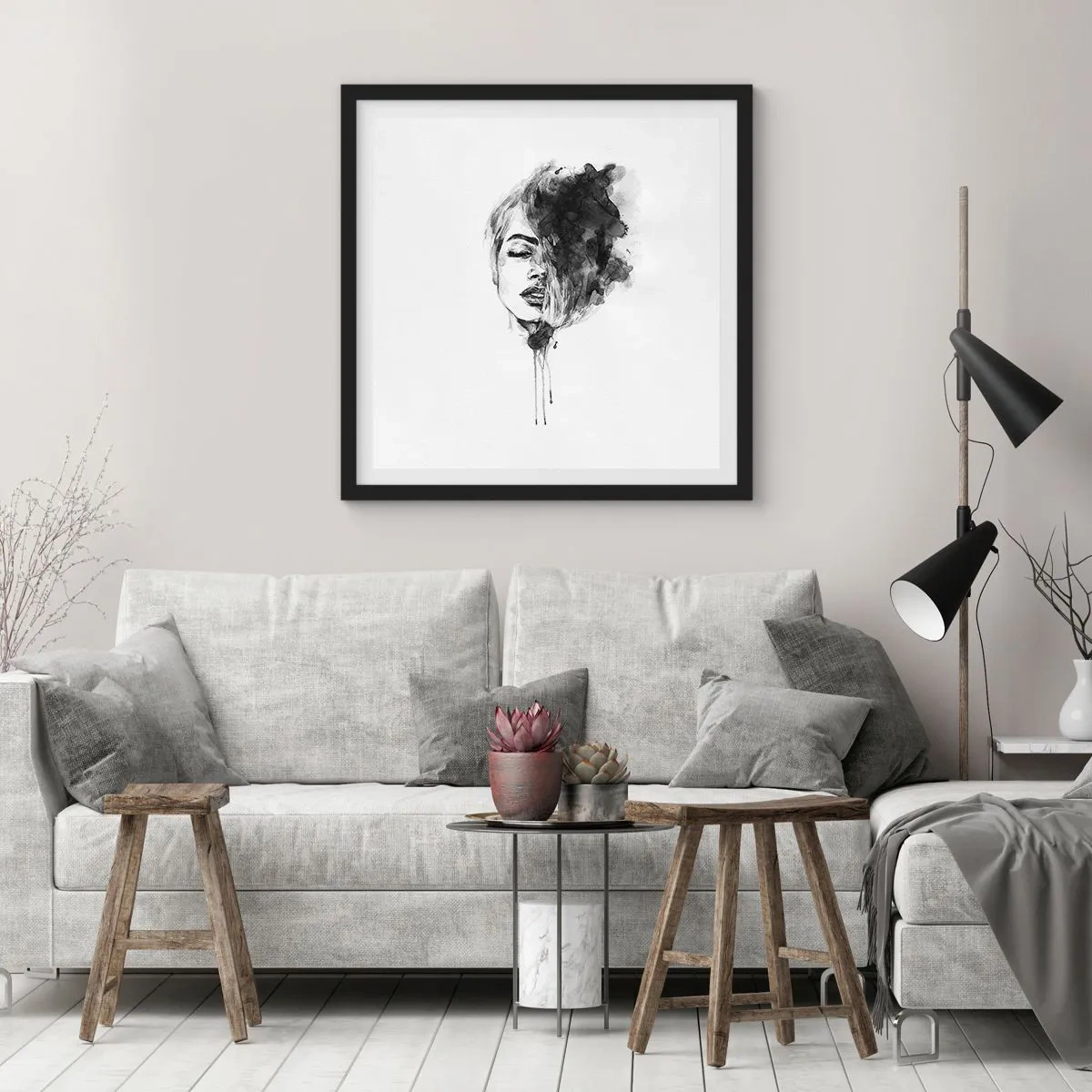 Affiche dans un cadre noir - Poster - De quoi rêve la fille - 30x30 cm