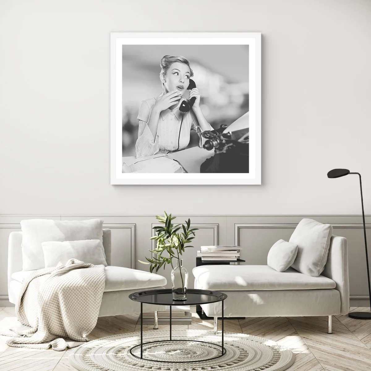 Affiche dans un cadre blanc - Poster - Hello! Ici les années 50 - 50x50 cm