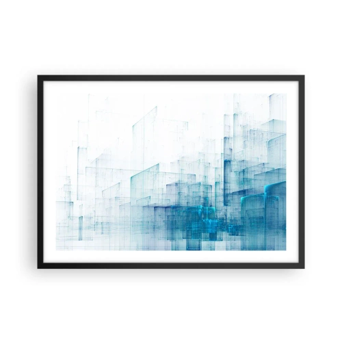 Affiche dans un cadre noir - Poster - Formes géométriques abstraites dans des tons de bleu - 70x50cm - Comment l’espace s’est formé - Décoration murale moderne pour le salon et la chambre ARTTOR