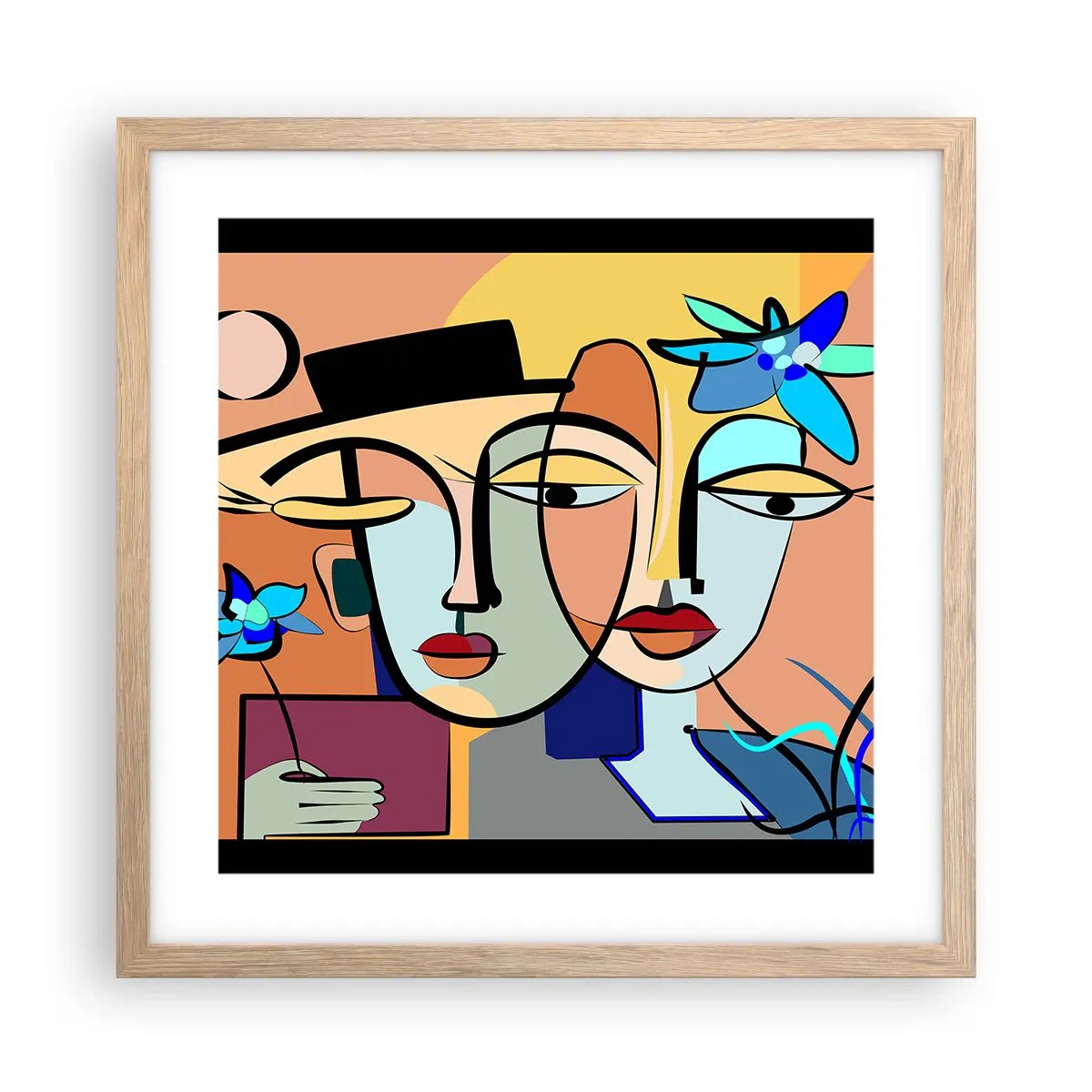 Affiche dans un chêne clair - Poster - Le Rendez-vous de Picasso - 40x40 cm