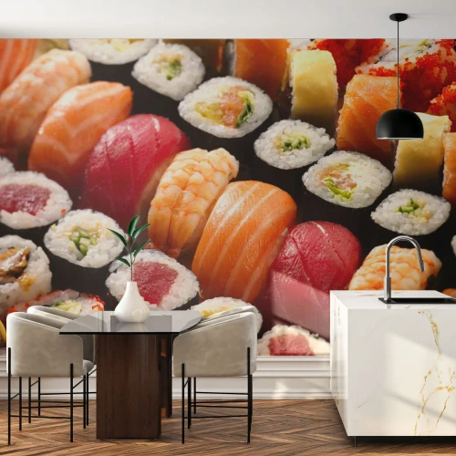 Papier Peint Photo Premium Canvas - Couleurs et saveurs d'Asie - La gastronomie, Sushi, Asie - 250x175 cm