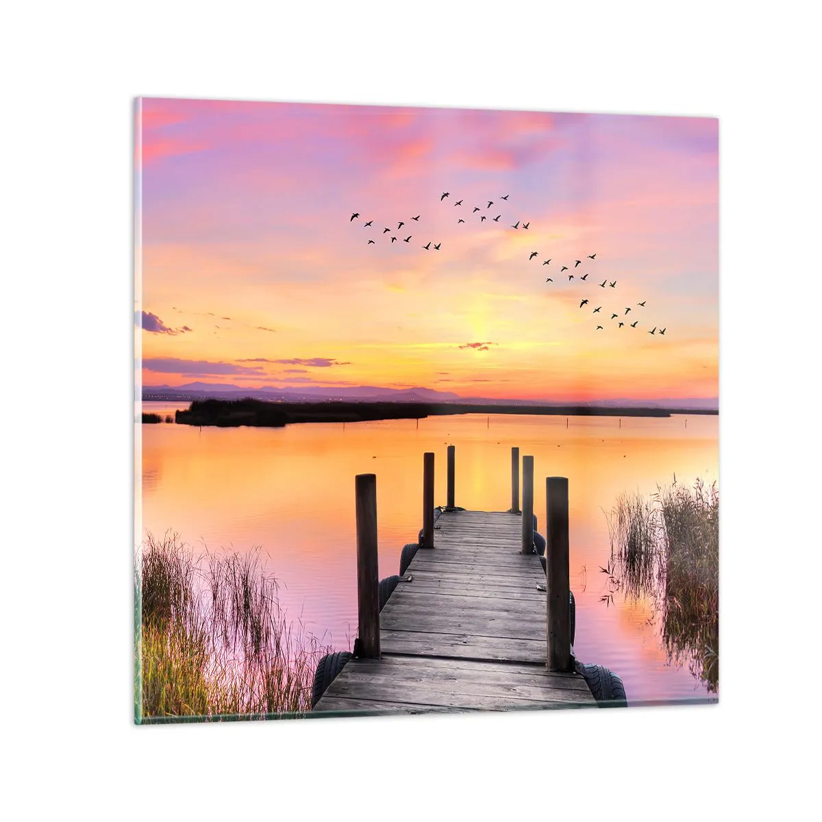 Impression sur verre - Image sur verre - Aube silencieuse violette - 50x50 cm