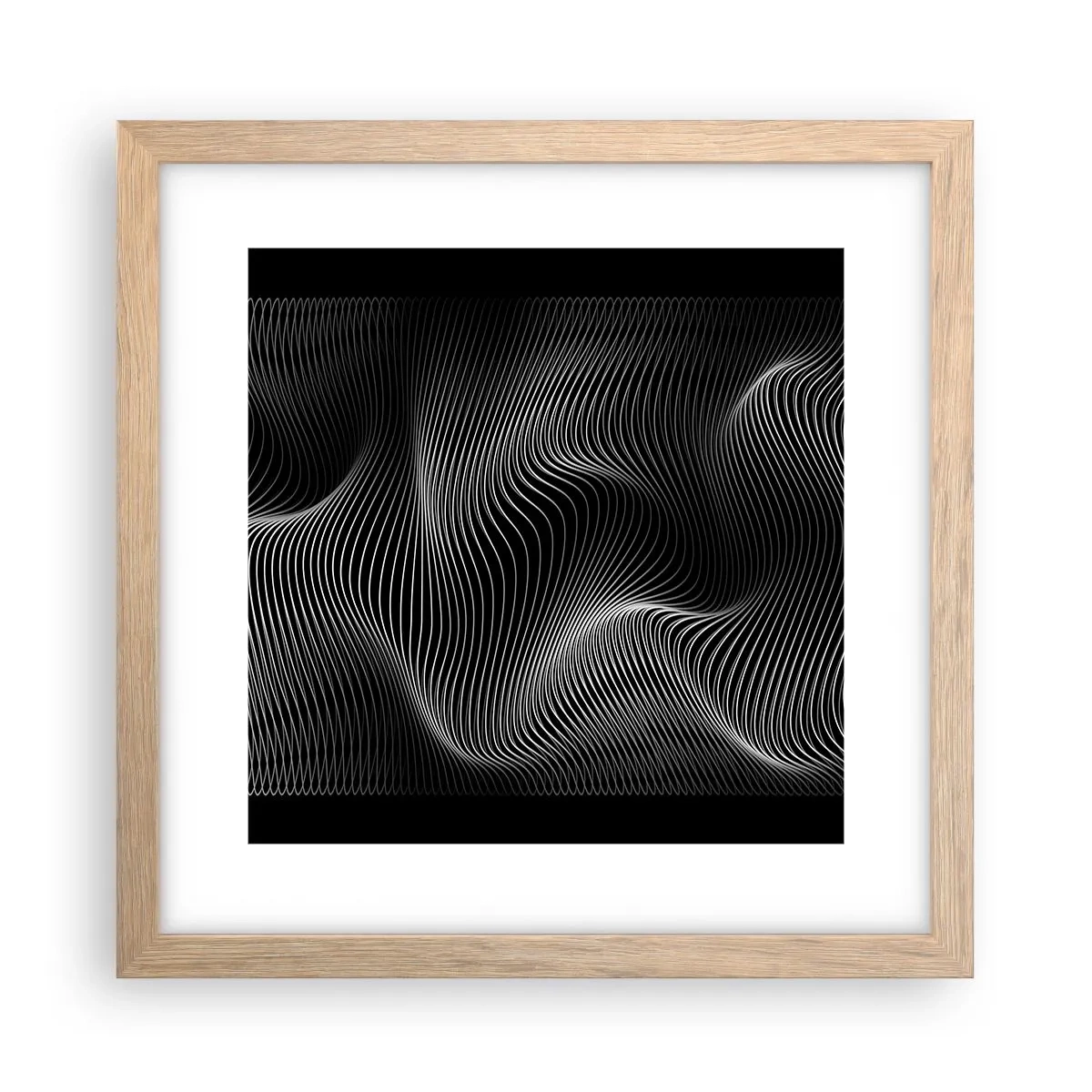 Affiche dans un chêne clair - Poster - Danse de lumière dans l'espace - 30x30 cm