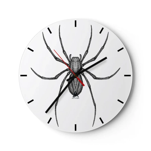 Horloge murale - Pendule murale - Illustration en noir et blanc d'une araignée sur fond blanc - 30x30cm - Une précision troublante - Décoration murale moderne pour le salon, la cuisine et la chambre ARTTOR