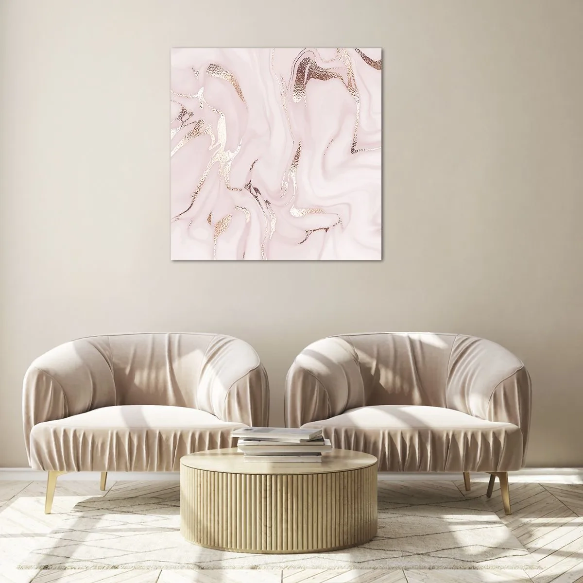 Impression sur verre - Image sur verre - Dans un châle rose - 50x50 cm