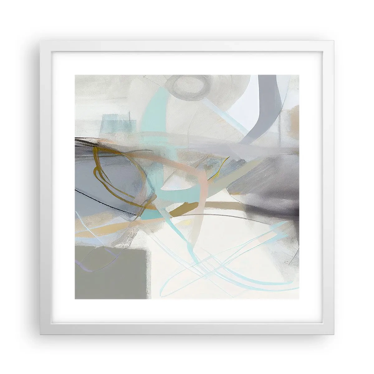 Affiche dans un cadre blanc - Poster - Abstraction brumeuse - 40x40 cm