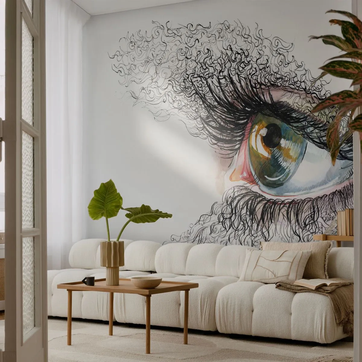 Papier Peint Autocollant Deluxe Sticker - Regarde droit dans l'âme - Abstraction, Graphique, Œil - 250x175 cm