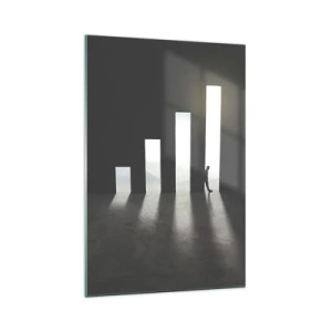 Impression sur verre - Image sur verre - Croissance symbolique sous forme de passages éclairés par la lumière - 70x100cm - Succès – impression - Décoration murale moderne pour le salon et la chambre ARTTOR