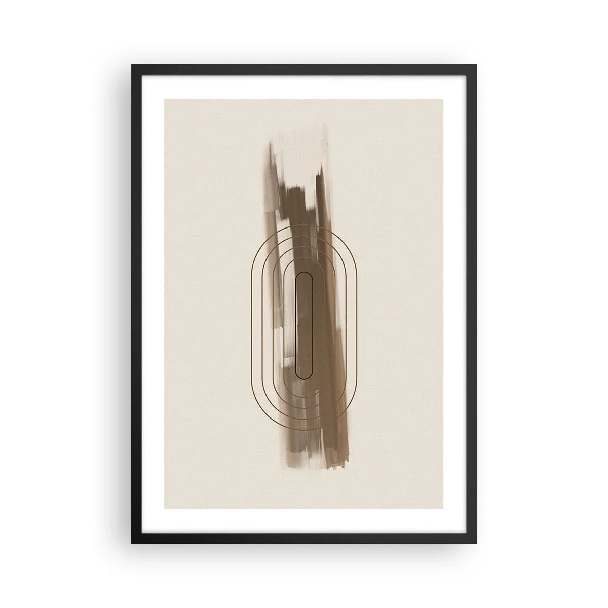 Affiche dans un cadre noir - Poster - Forme géométrique dans les tons marron et beige - 50x70cm - Parfum de gris - Décoration murale moderne pour le salon et la chambre ARTTOR